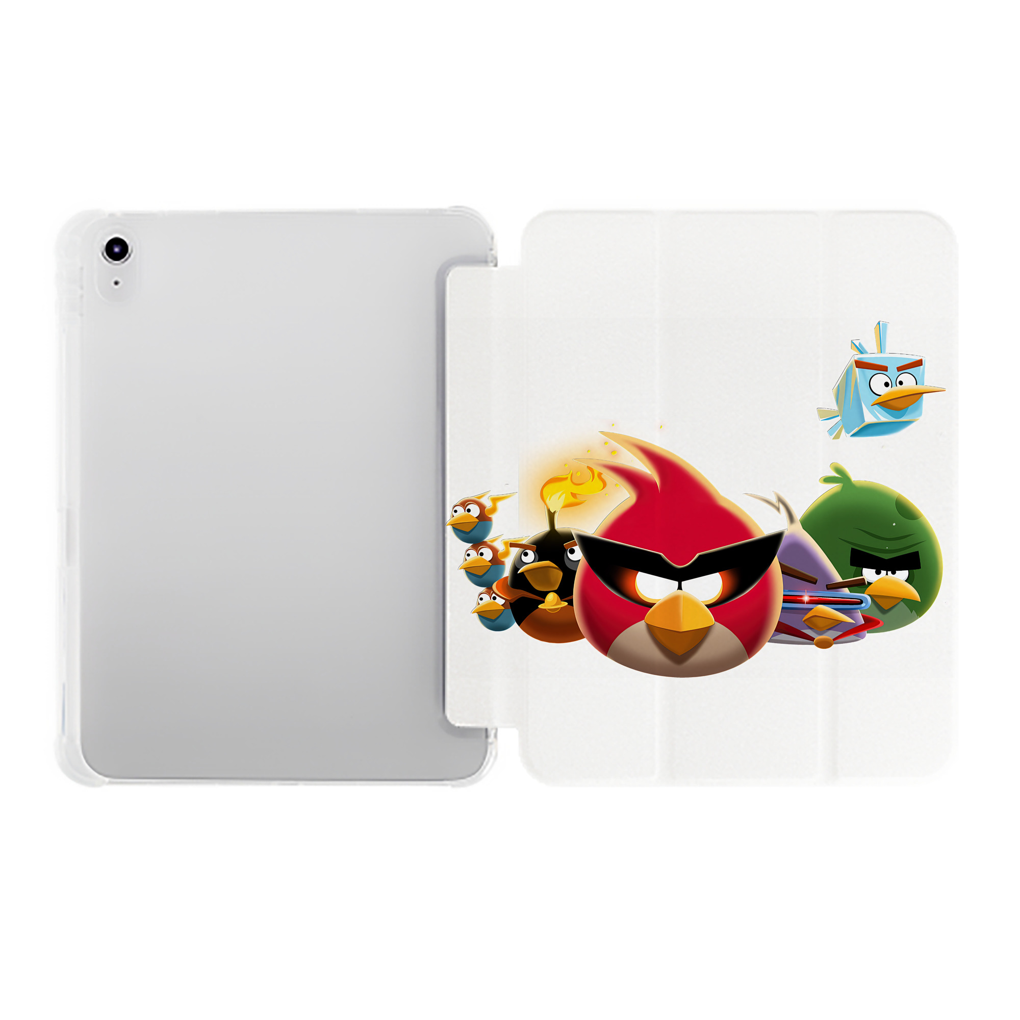 （画像用） Angry Birds アングリーバード IPad ケース ペン収納付き 三つ折りスタンド PUレザー×シリコン 対応機種9.5/10.5/10.9インチ